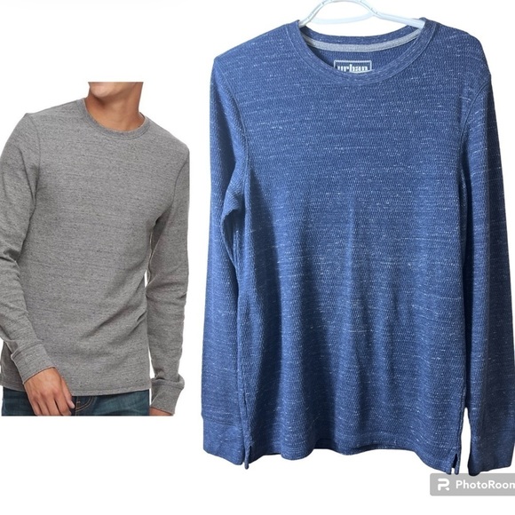 Men’s Urban Pipeline Blue Crewneck Long Sleeve Thermal Shirt Size Medium Casual - Picture 1 of 5